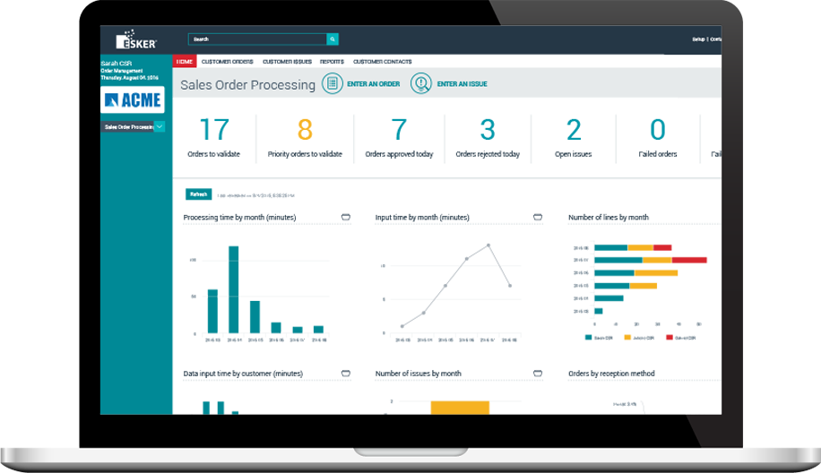 Food industry laptop dashboard