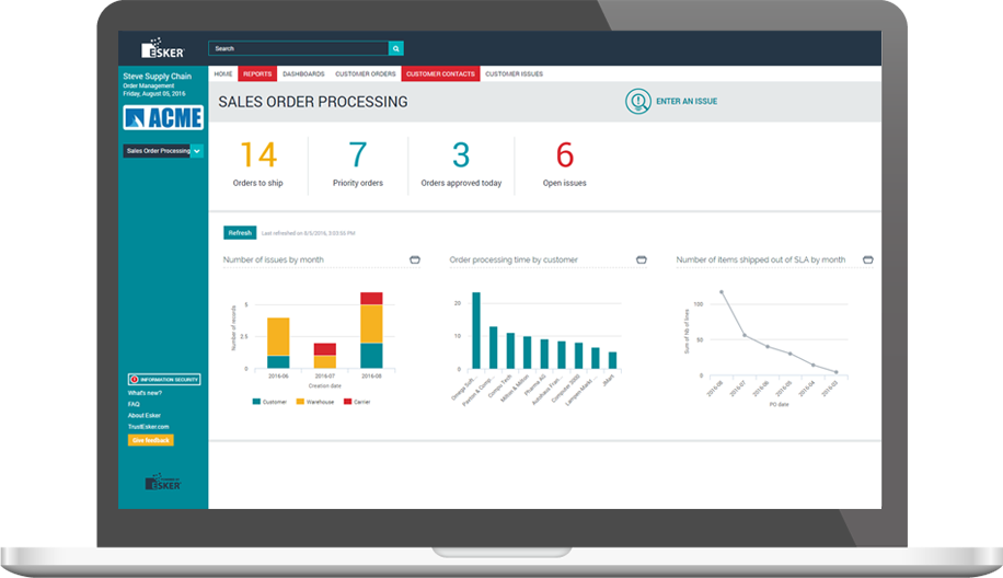 Manufacturing visibility dashboard screenshot Manufacturing visibility dashboard screenshot