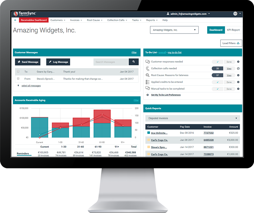 Invoice data checks dashboard screen