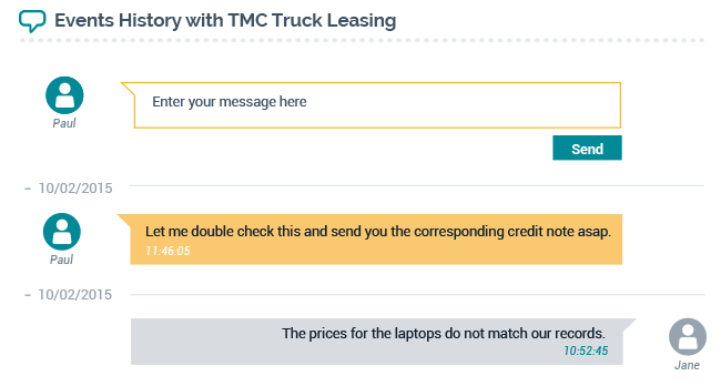 Customer portal chat window interface