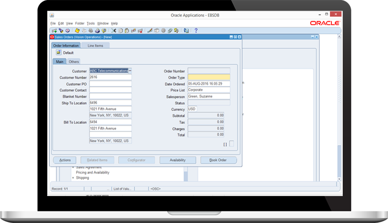 Oracle E-Business Suite environment laptop dashboard