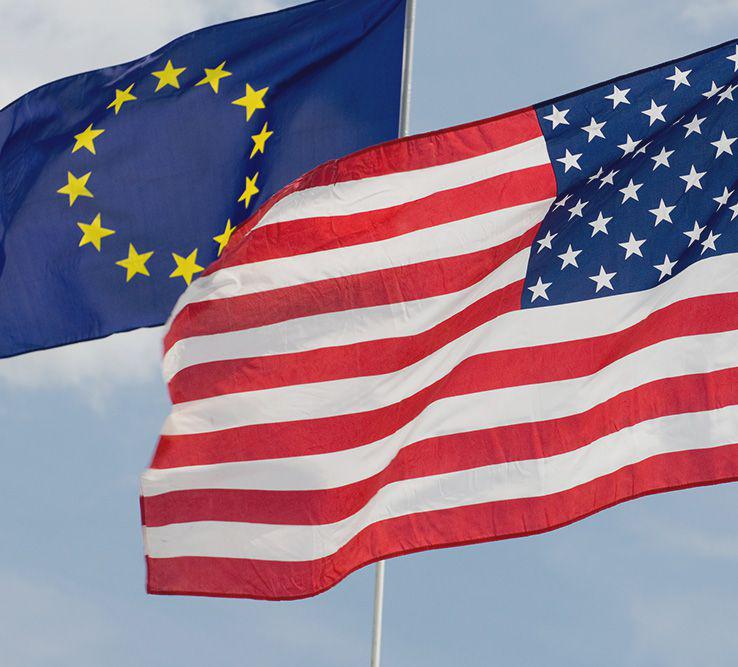 Protecting personal data EU and US flags